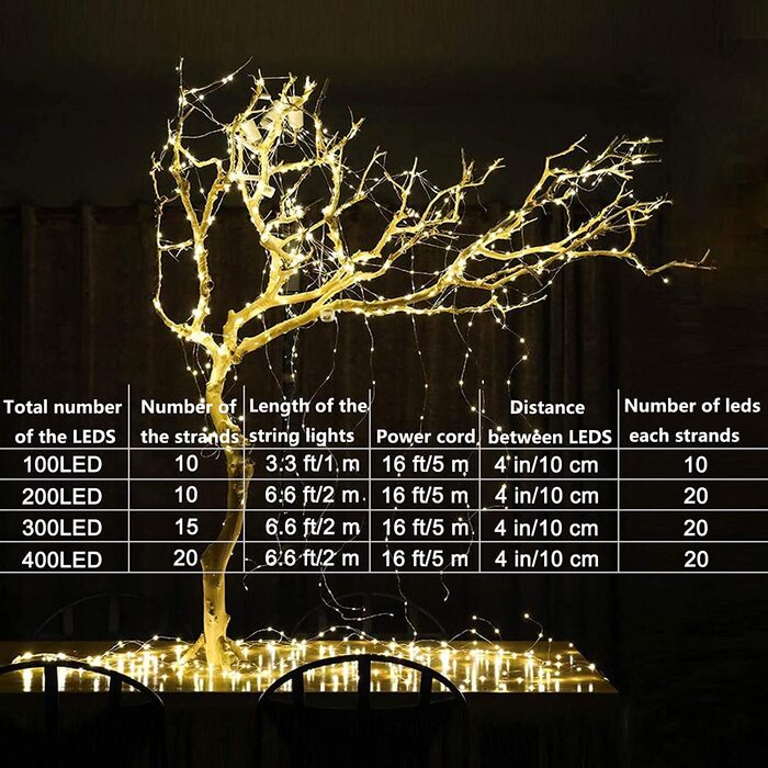 Світлодіодна водоспадна гірлянда Gresonic 300 LED, тепле біле світло, водонепроникна, для вулиці та дому, для лійки, дитячої кімнати, кемпінгу, балкона, декор для інтер'єру та екстер'єру