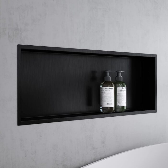 Душова ніша Mai & Mai 30x90x8,3 см, чорна, сталева, настінна, для ванної кімнати, монтаж під плитку