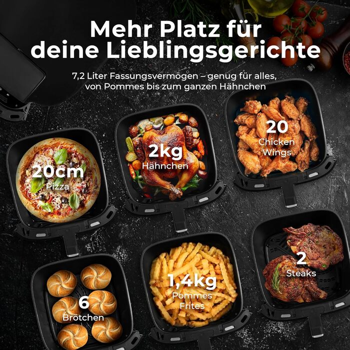 Аерофритюрниця Balter Airfryer XXL 5,5-7,2 л з вікном, 12 програм, багатофункціональна фритюрниця без олії, HL-551T
