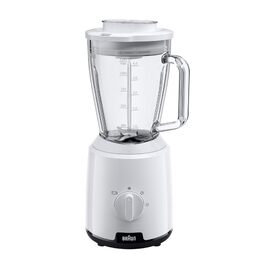 Блендер Braun PowerBlend 1 JB1050WH білий - скляна колба 1.5л, 600 Вт, подрібнювач, для смузі та льоду