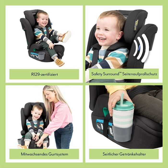 Автокрісло Graco Eldura™ R129 для дітей 15 місяців - 12 років (76-150 см), чорний колір, захист від бічного удару