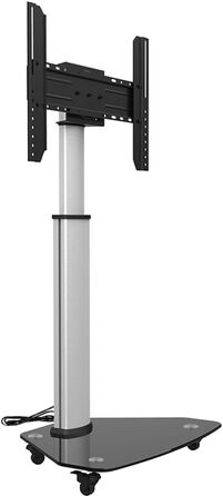 Мобільна стійка для телевізора XTRARM Proton 100, 37-70 дюймів, до 40 кг, регульована висота 135 см, чорний/сріблястий, скляна основа, універсальні VESA
