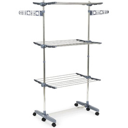UMUZI CLEANING Високий сушар для білизни 3 рівня, мобільний вішак для сушіння та зберігання одягу з колесами, компактний, 14,49 м