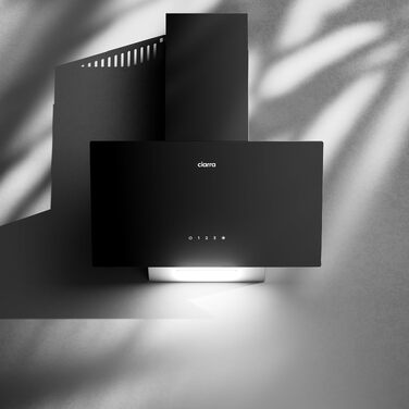 Похила витяжка CIARRA CBCB6750C 60 см, чорна, сенсорне керування, з вугільним фільтром CBCF002X2, продуктивність 350 м³/год, режим рециркуляції та відведення