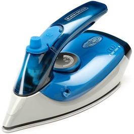 BLACK+DECKER BXIR1000E – Дорожня праска 1000 Вт, подвійна напруга 120/240 В, паровий удар 50 г/хв, постійна подача пари 20 г/хв, нержавіюча сталь, синя