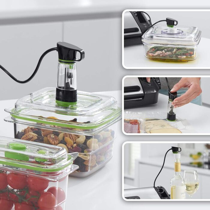 Вакууматор FoodSaver FFS017X з різачем, відсіком для рулонів, ручним вакууматором та функцією маринування, сріблястий