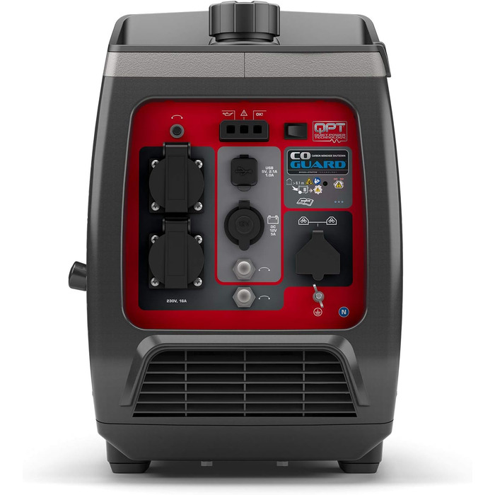 Інверторний бензиновий генератор Briggs & Stratton PowerSmart P2400, 2400 Вт (1800 Вт постійної потужності), 230 В, ультратихий та легкий, сіро-червоний