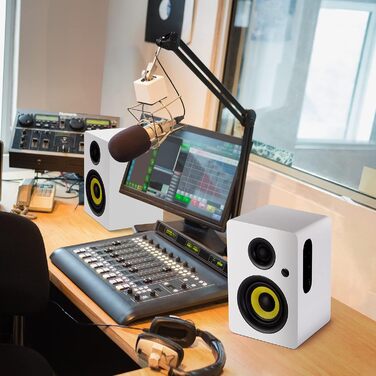 Sanyun SW206: 4-дюймові Hi-Fi акустичні колонки з режимом Studio, 80W, Bluetooth 5.4, USB DAC, для програвачів, TV, PC, MDF корпус, білі
