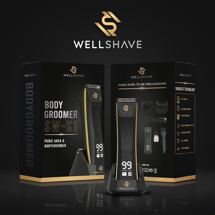 Wellshave Триммер для тіла і бороди чоловічий, електричний шейвер для інтимної зони та тіла, тример для стрижки волосся, подарунок на День батька