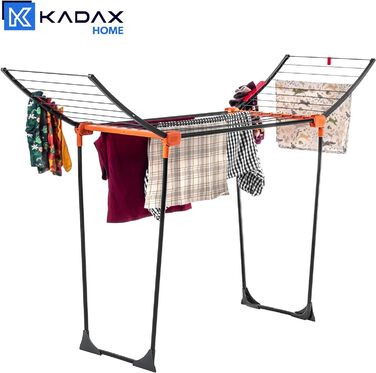 Сушарка для білизни KADAX з нержавіючої сталі, 175x55x120 см, антрацит/сірий, з розкладними крилами та нековзними ніжками