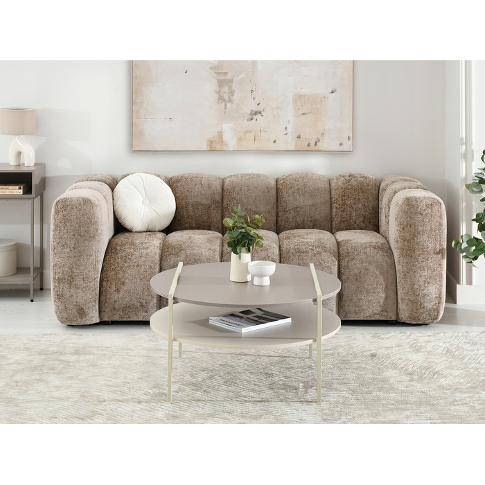 Журнальний стіл Mebel-Partner круглий, 80 x 80 x 45 см, кремовий, відтінки бежевого