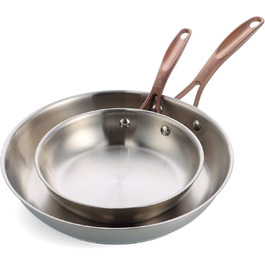 Набір сковорідок BK Cookware Rose, 2 шт, нержавіюча сталь, 24/28 см, сріблястий