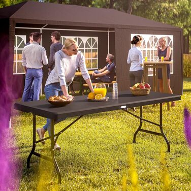 Розкладний садовий стіл CASARIA® 183x75 см, антрацит, на 8 осіб