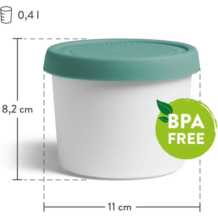 Контейнери для морозива SPRINGLANE, набір 4 шт по 400 мл, м'ятного кольору, BPA-free, харчовий пластик