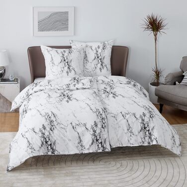 Комплект постільної білизни BEDSURE з мікрофібри 4 предмети, 135x200 см, сірий з гілками (2 наволочки 80x80 см)