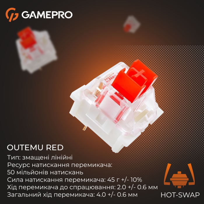 Дротова механічна клавіатура GamePro Genesis Metallic (MK110G) 87% Red switches