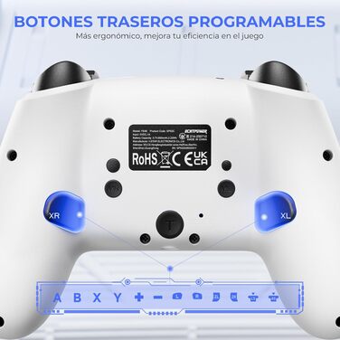 Бездротовий ігровий контролер ECHTPower для PC, Switch, Steam Deck, Android, iOS — RGB підсвічування, Hall-джойстики, вібрація, Turbo, акумулятор 800mAh (Білий)