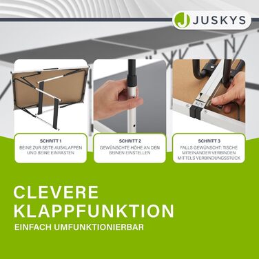 Складаний алюмінієвий стіл Juskys 3-в-1, регульований, 100х60 см, чорний – багатофункціональний для кемпінгу, ярмарків, ремонту