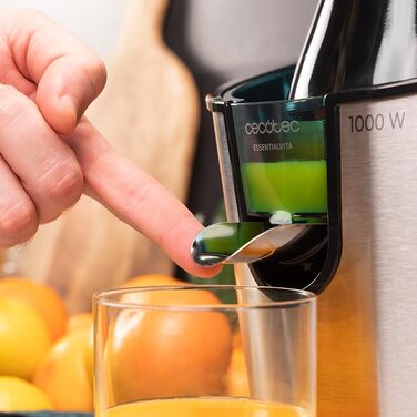 Цитрусовижималка електрична Cecotec EssentialVita PowerFresh 1000 Inox - 1000 Вт, нержавіючий фільтр, конуси, система запобігання краплин, легке очищення