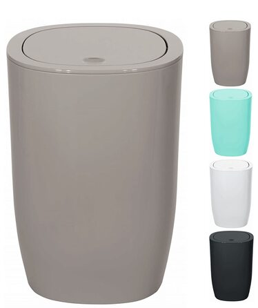 Кошик для сміття з маятниковою кришкою Spirella Pure, 5 л, пластик, для ванної, колір тауп