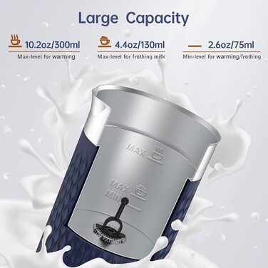 Електричний спінювач молока SIMPLETaste 4-в-1: спінювач, нагрівач молока, для капучино, лате, макіато (блакитний)