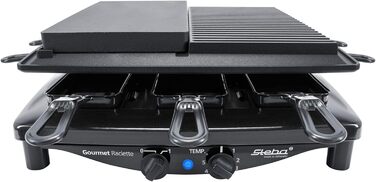 Раклетниця Steba RC 4 Plus Deluxe з антипригарною литою та натуральною кам'яною плитою, 8 емальованих лотків, 29x29 см, виробництво Німеччина
