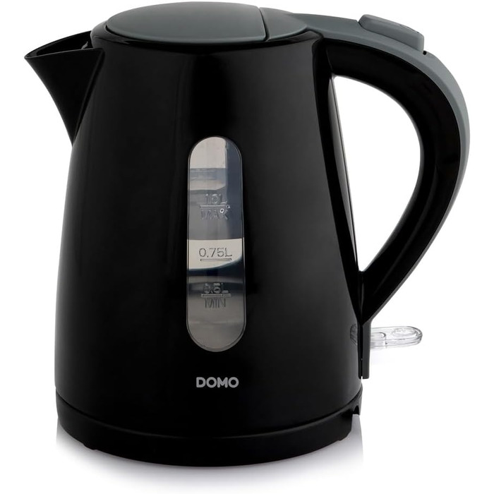 Електричний чайник Domo DO9198WK, 1 л, 2200 Вт, бездротовий, чорний