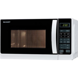 Мікрохвильова піч Sharp R642WW з грилем, 20 л, 800 Вт, 1000 Вт кварцовий гриль, 8 автопрограм, таймер, захист від дітей, енергозбереження, скляний піддон 25,5 см, біла
