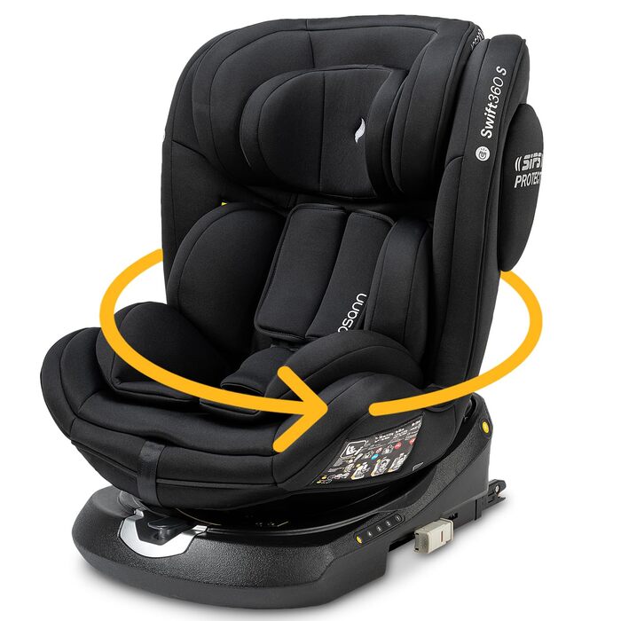 Дитяче автокрісло Osann Swift360 S i-Size, 360° поворотне, реверсивне, для дітей 76-150 см, чорне