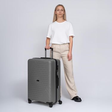 Комплект валіз REDOLZ Essentials 05, 3 шт, поліпропілен, легкий, з 4 подвійними колесами та TSA-замком, для жінок і чоловіків, колір Stone