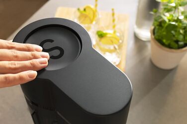 Сифон для газування води Sodapop Logan Starterset з CO₂-циліндром та 3 скляними пляшками, матовий чорний, 42.6 см