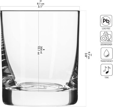 Набір склянок для віскі Krosno Tumbler 300 мл, 6 шт, колекція Blended, для дому, ресторанів і вечірок, можна мити в посудомийці