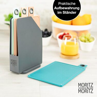 Набір з 3 кухонних обробних дощок Moritz & Moritz, пластик, 32x22 см, зі стійкою, великі, для кухні, підходять для посудомийної машини, гігієнічні