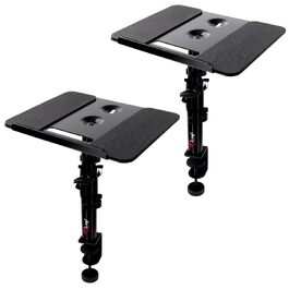 Стійка для студійних моніторів TSP108B Deluxe: настільний тримач для колонок з кріпленням, поворотна, регульована по висоті, чорний