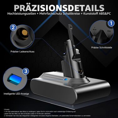 Акумулятор для пилососа Dyson V7 Absolute/Animal/Motorhead/Fluffy: Оригінальний акумулятор + 5 фільтрів + 2 гвинти
