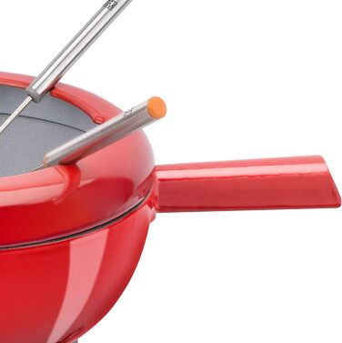 Набір для фондю Zwilling 40201-002 Cherry Emaille: Чавунна пательня, 6 виделок з нержавіючої сталі, для сиру та шоколаду, для всіх типів плит