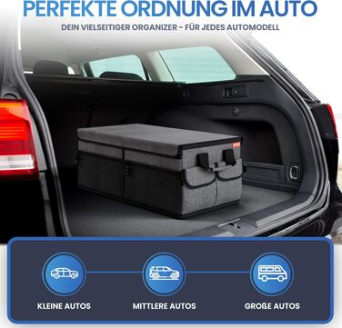 Складаний органайзер у багажник автомобіля HELDENWERK® Premium з антиковзаючим кріпленням на липучках, темно-сірий