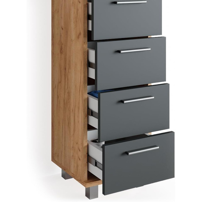 Шафа для ванної Vicco Ilias, дуб/антрацит, 30x95 см, Goldkraft