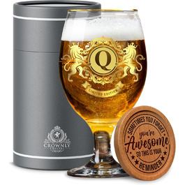 Пивний келих з гравіюванням CROWNLY CRYSTAL® – іменний подарунок для чоловіків, тата, оригінальний подарунок на день народження, персоналізований сувенір для чоловіка, стильний келих для пива
