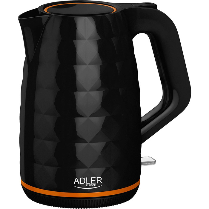 Електричний чайник ADLER 1,7 л, 2200 Вт, чорний, антикальцієвий фільтр, пластиковий корпус