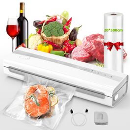 Вакуумний пакувальник Kejector для продуктів з роликом 5м, ножем та шлангом - багатофункціональний, сухий/вологий режим для тривалого зберігання