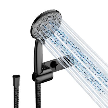Душова лійка Cobbe з шлангом та тримачем, високотискна лійка для душу з 8 режимами струменя, водоощадна, чорна
