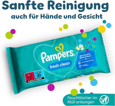 Вологі серветки для дітей Pampers Fresh Clean, 12 пачок по 52 шт (624 шт)