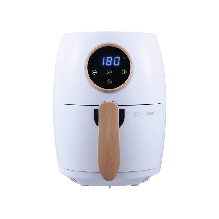 Аерофритюрниця Bergner Naturally AirFryer 2 л, 1000 Вт, антипригарне покриття, таймер, біла