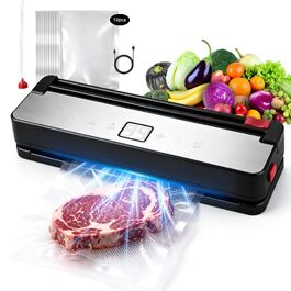 Вакууматор для продуктів 6-в-1 з функцією пульсації та вбудованим різаком, чорний