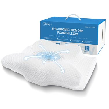 Подушка ортопедична для сну з Memory Foam NackenKissen, 62x39x11/13 см, біла. Для бічних положень, знімний чохол.