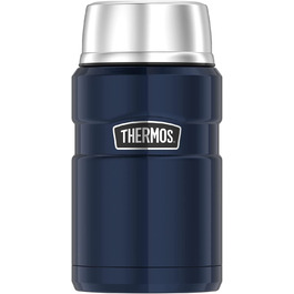 Термос для їжі Thermos Stainless King 710 мл, нержавіюча сталь, 14 годин гаряче / 24 години холодне, для супу, мюслі, рагу, герметичний, без ложки, синій, можна мити в посудомийній машині
