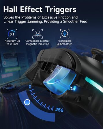 Бездротовий ігровий контролер EasySMX X15 для PC, Switch, Android, iOS з Hall-ефект джойстиками та тригерами, RGB підсвічуванням, чорний
