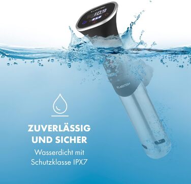 Klarstein Sous Vide Garer: Електричний су-від прилад, 1200W, 20-95°C, таймер, керування через додаток, сенсорний дисплей, 3D циркуляція, для посуду 10-15 літрів, нержавіюча сталь, чорний