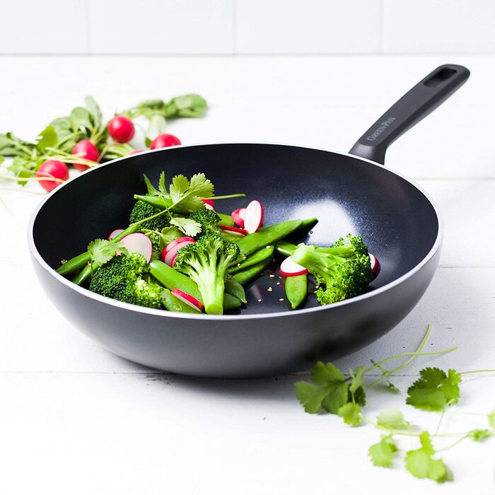 Wok GreenPan Memphis 28 см, керамічний, антипригарний, PFAS-free, для індукції, можна мити в посудомийній машині, чорний